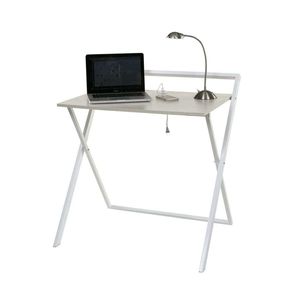 OneSpace Basics No Assembly Folding Desk with Dual USB Charger