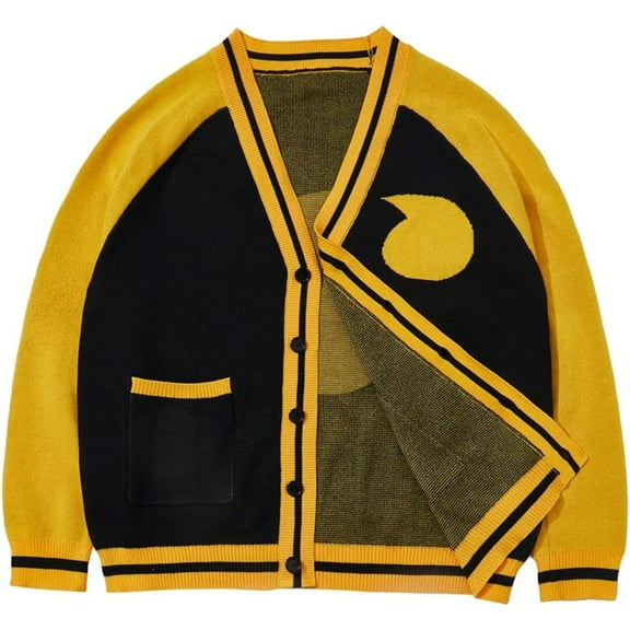 Classic Yellow Sweater Cardigan Coat Knitted Jacket Open Front Button Sweaters for Adult