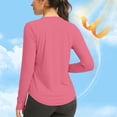 thumbnail image 4 of Oiangi Sun Shirts Womens UPF 50+ Protection SPF Long Sleeve Tops Crew Neck Swim Shirts with Thumb Holes Watermelon Red XL, 4 of 8