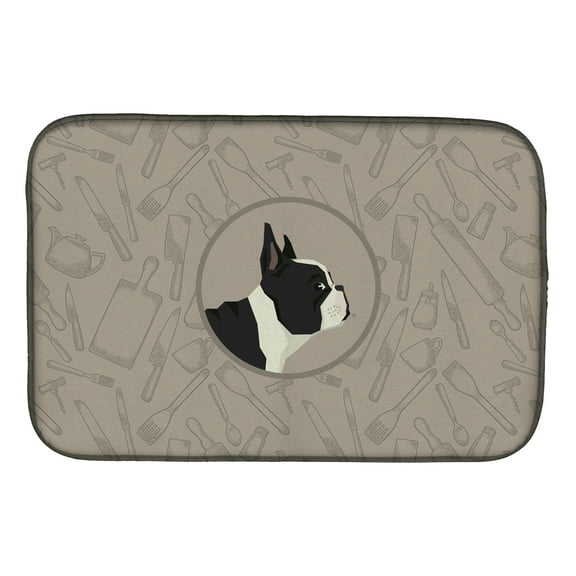 French Bulldog In the Kitchen Dish Drying Mat