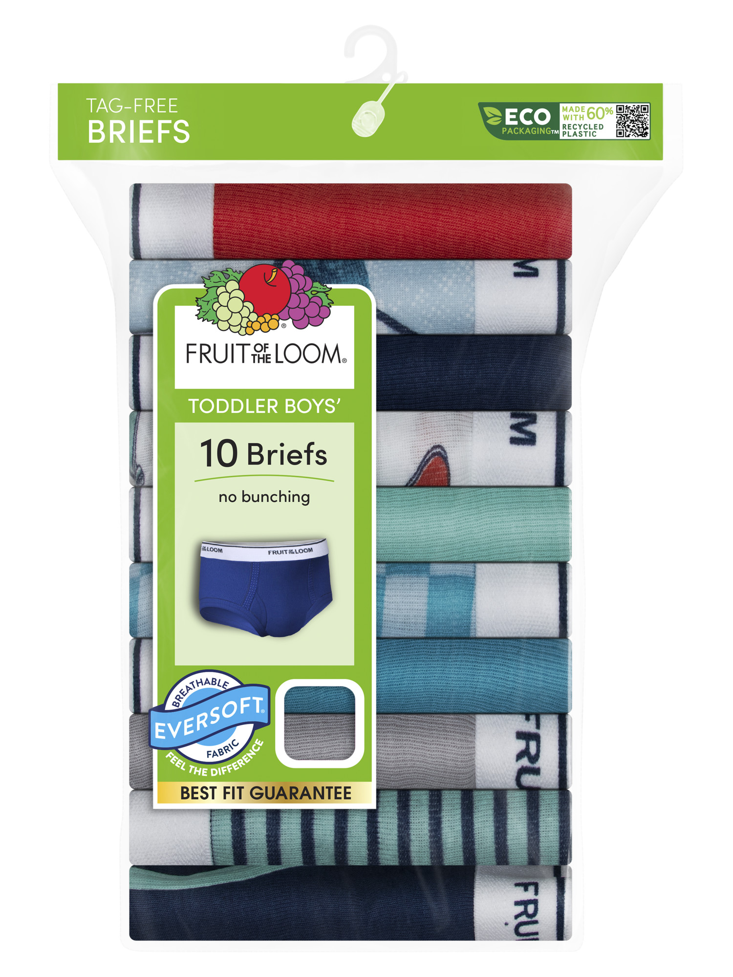 Fruit of the Loom Toddler Boy EverSoft Cotton Briefs, 10-Pack photo 2