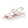 thumbnail image 2 of Beach Sandals, Wedge Sandals Open Toe Sandals for Women Summer Comfortable Dressy Platform Wedges Shoes Wide Width Buckle Ankle Strap Hollow Out Beach Athletic Walking Sandal, White 6, 2 of 6