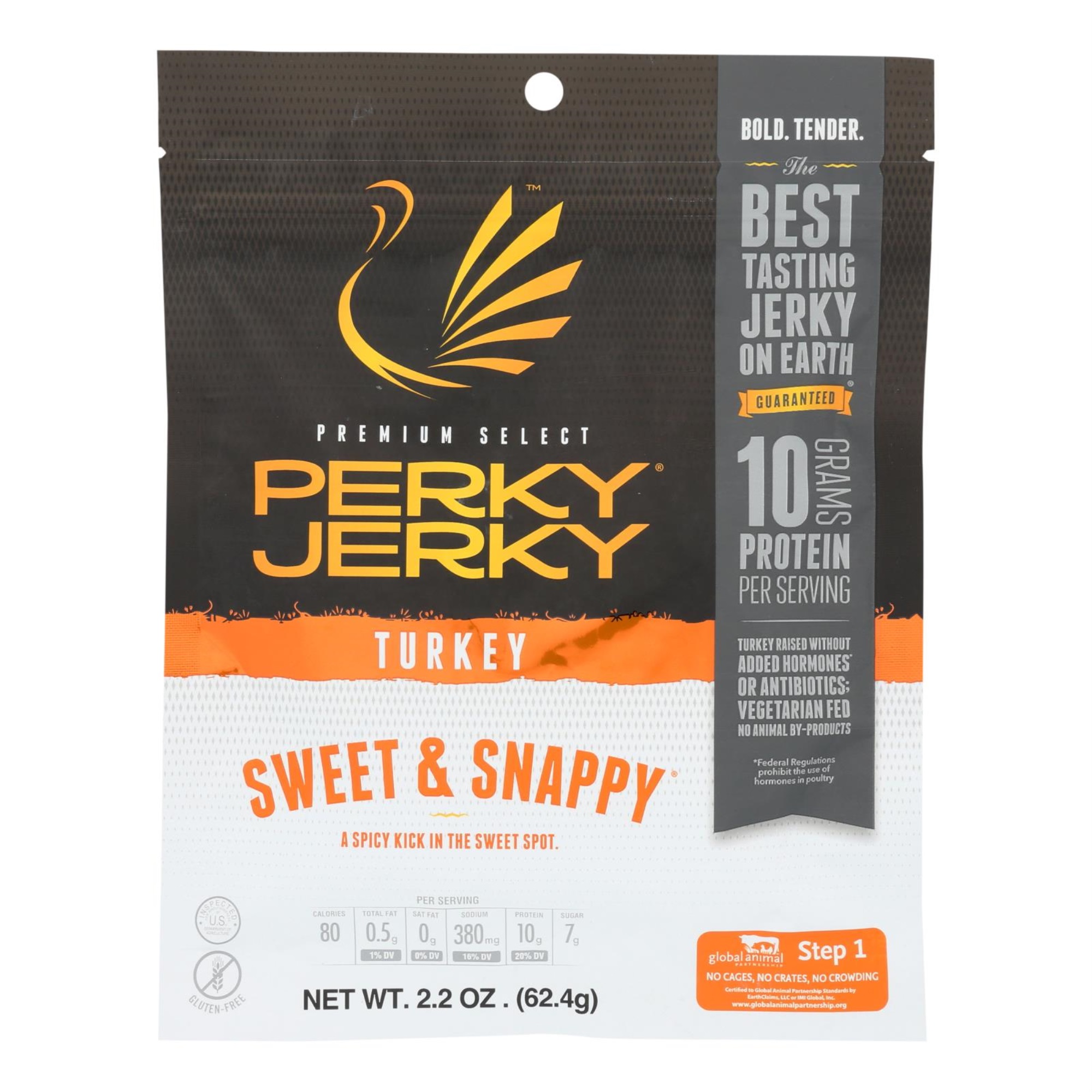 Perky Jerky Turkey Jerky, Sweet & Snappy Case of 8 2.2 OZ