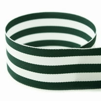 5/8“ Hunter Green & White Taffy Striped Grosgrain Ribbon - 20 Yards - USA Made