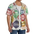 thumbnail image 4 of KLL Travel Stamp Print Men's Shirt Short Sleeve Button Down Summer Cuba Beach Shirts- Medium, 4 of 7