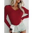 thumbnail image 4 of Long Sleeve Shirts for Women V Neck Basics Tops Lightweight Base Layer Slim Fit Top Undershirts, 4 of 6