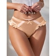 thumbnail image 3 of Ausing Women's Briefs Ruffle Satin Panties Frill Trim Low Rise Smooth Lightweight Bikini Underwear Light Coffee M, 3 of 6