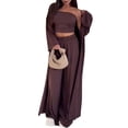 thumbnail image 3 of Conjunto Deportivo de Piezas para Mujer, de Otoño, para Estar en Casa, con Camiseta de Larga y Pantalón Deportivo de Cintura Alta Marrón Oscuro XL, 3 of 9