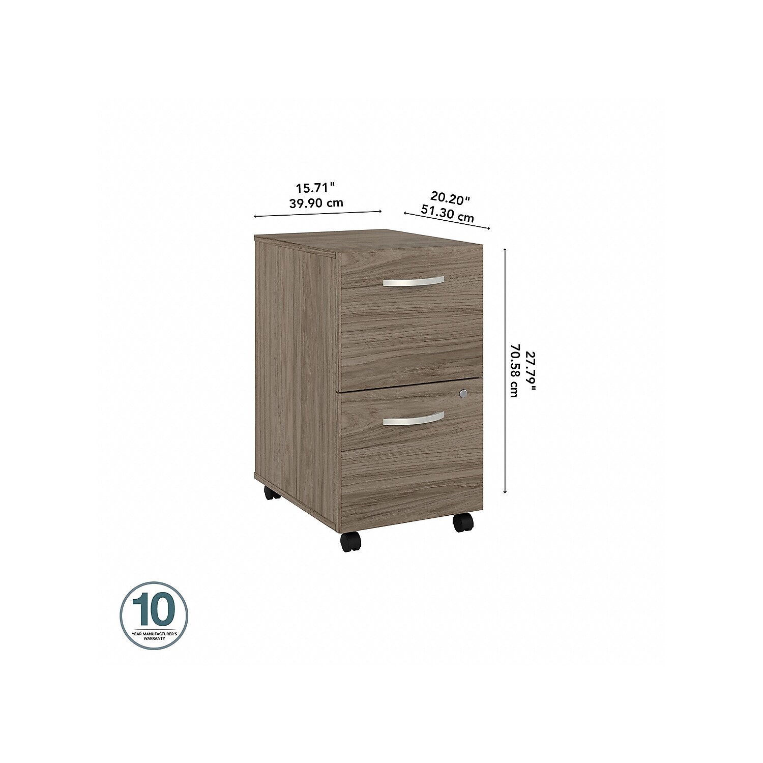 Hybrid 2 Drawer Mobile File Cabinet in Modern Hickory - Engineered Wood - image 3 of 6