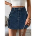 thumbnail image 5 of Jaimenalin Women'S Y2K Denim Cargo Skort - High Waisted Mini Skirt Shorts with Multifunctional Pockets Blue XL, 5 of 7