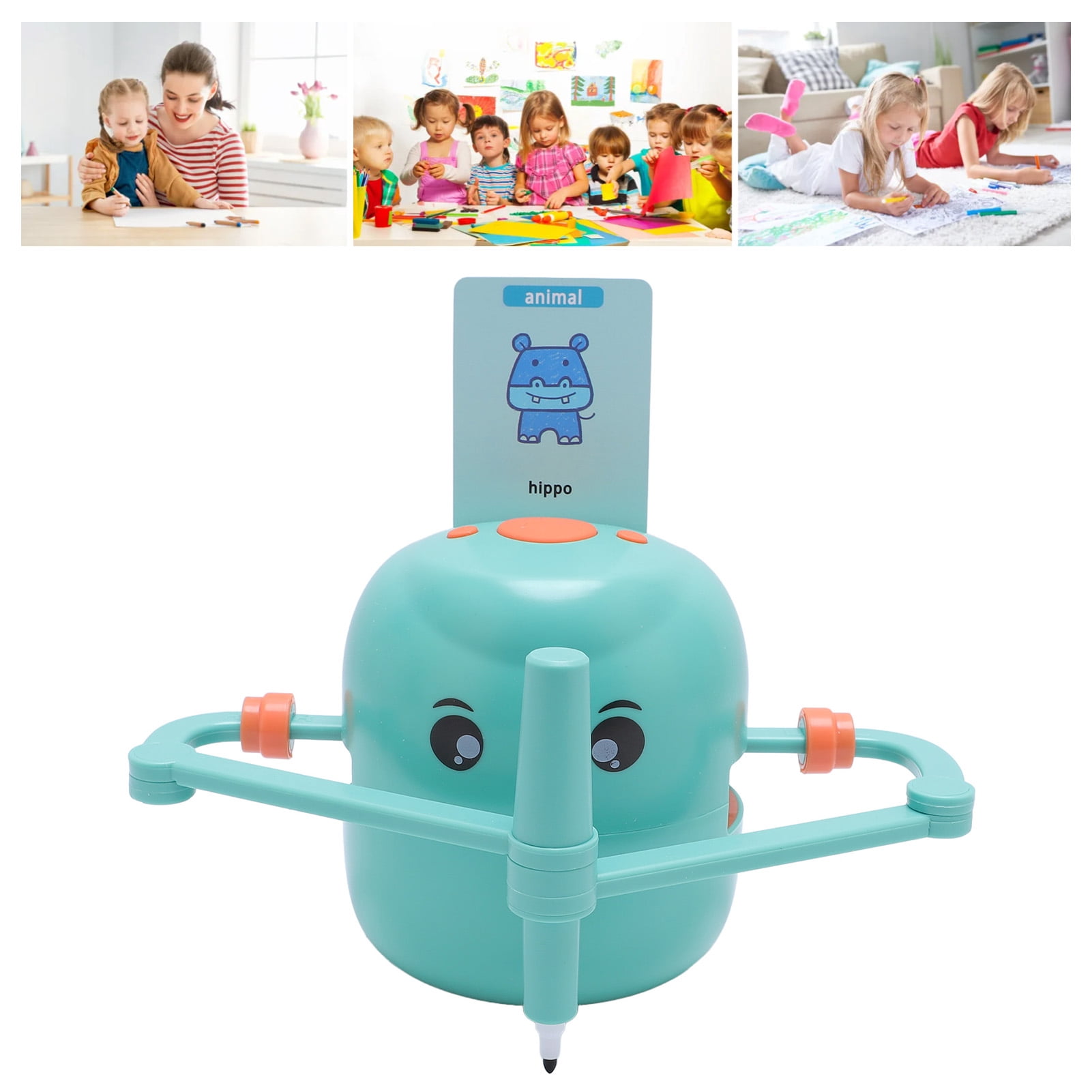 Robot à dessiner pour enfants, robot éducatif interactif pour enfants, jouet d’apprentissage Montessori avec 100 cartes de mots et voix, machine à Robot à dessiner pour enfants, robot éducatif interactif pour enfants, jouet d’apprentissage Montessori avec 100 cartes de mots et voix, machine à