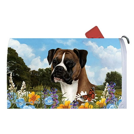 Boxer Fawn Uncropped - Best of Breed Summer Flowers Dog Breed Mail Box