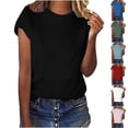 thumbnail image 5 of Quinlirra Womens Tops Clearance Under $10 Women's Short Sleeved T-shirt Top Short Sleeved Round Neck Top/shirt, 5 of 5