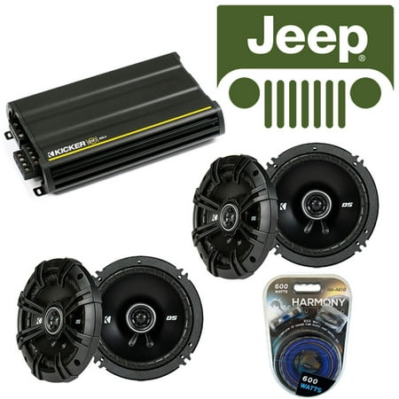 Fits Jeep Wrangler 2007-2014 Speaker Replacement Kicker (2) DSC65 & CX300.4 Amp - Factory Certified