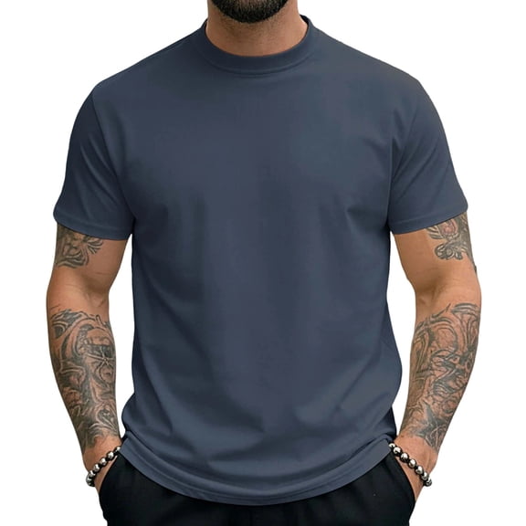 Mens T-Shirts Drying Sport Crewneck Short Sleeve Base Shirt Loose Fit Solid Color Basic Top
