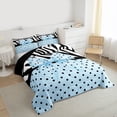 thumbnail image 3 of Homewish Cartoon Ribbon 3 Pieces Queen Comforter Set for Adults Female Men Women,Black Blue Ultra Soft Bedding Sets,Cute Polka Dots Bedding Comforter Set Breathable,Breathable Home Decor, 3 of 8