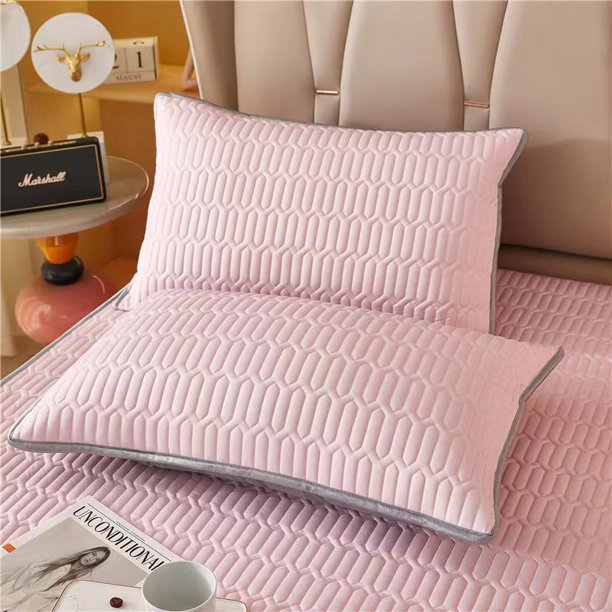 Xiao Hua 2 fundas de almohada de látex de seda fresca de color liso. Las noches de ensueño comienzan con esta cómoda y transpirable funda de almohada de 48 x 74 cm (rosa claro).