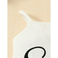 thumbnail image 5 of FEORJGP Kids Toddler Girl Summer Outfits 3M 6M 9M 12M 18M 24M Infant Baby Sleeveless Camisoles Letter Print Square Neck Vests Spaghetti Strap Tank TopCute 3Pcs Clothes Set for Daily Vacation, 5 of 7