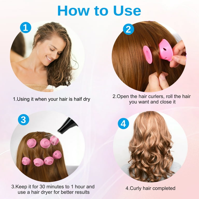 EEEkit 40pcs Magic Hair Rollers Silicone Curlers Set 20pcs Large and 20pcs Small DIY Curling Hairstyle Tools