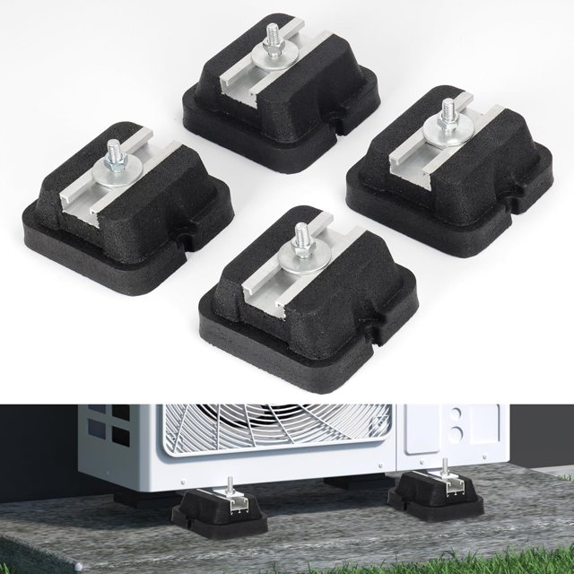 Pearwow Heavy Duty Floor Mounting Base Kit for Mini Split Air Conditioner Condenser,Pipe Mounting,Rubber Anti Vibration Pads,Air Compressor,Generator Vibration Isolator,4 Pack,Support up to 2000 lbs