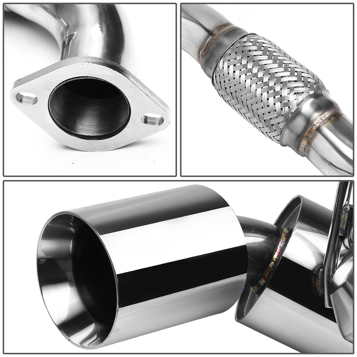 DNA Motoring For 09-20 Nissan 370Z Z34 Dual Muffler 4.5" Rolled Tip Catback Exhaust System Slip Fit