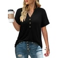 thumbnail image 2 of ONLYSHE Women's Short Sleeve V Neck Summer Tunic Tops Loose Fit Blouse T Shirt, 2 of 5