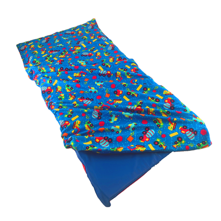 KinderMat Sheets - 100% Flannel Cotton, Full Nap Mat Washable Cover - Trucks N' Tractors - Regular, 47" x 22", Great for Daycare & Family Households