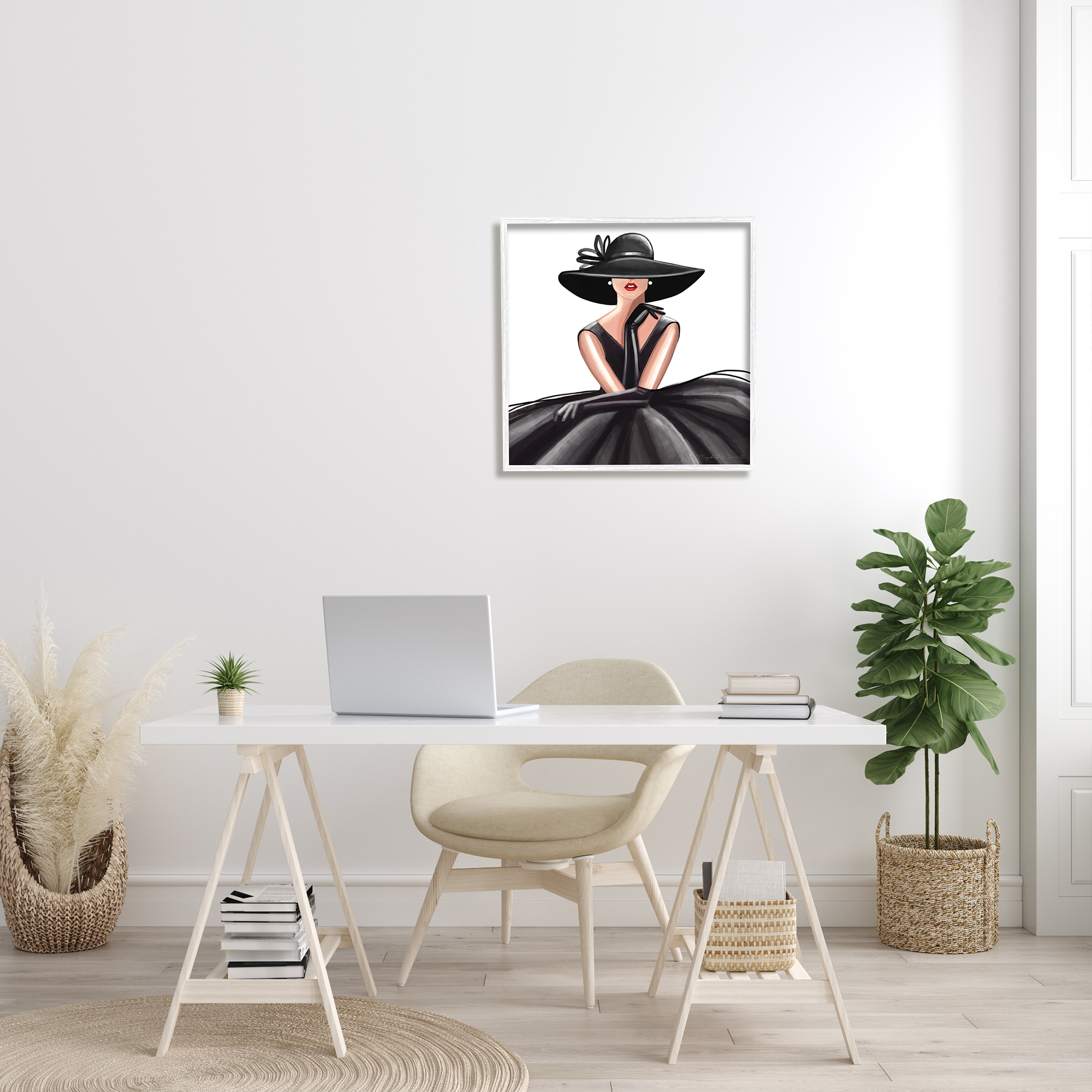 Stupell Industries High End Fashion Glam Pose Luxurious Black Dress, 24 x 24, Designed by Elizabeth Tyndall