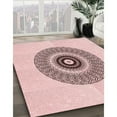 thumbnail image 3 of Ahgly Company Machine Washable Indoor Round Transitional Pink Bubble Gum Pink Area Rugs, 3' Round, 3 of 7