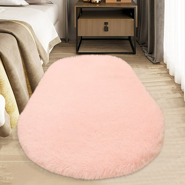 Oval Washable Polyester Carpet 60x160cm Non-Slip Backing for Living Room Bedroom Hallway Runner Rug in Solid Colors Akmoler | Polyester, D