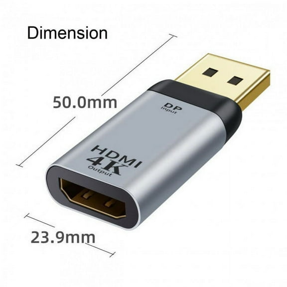JSER DisplayPort DP Source to HDMI Sink Displays 4K@60hz Ultra HD Converter Adapter for Laptop HDTV