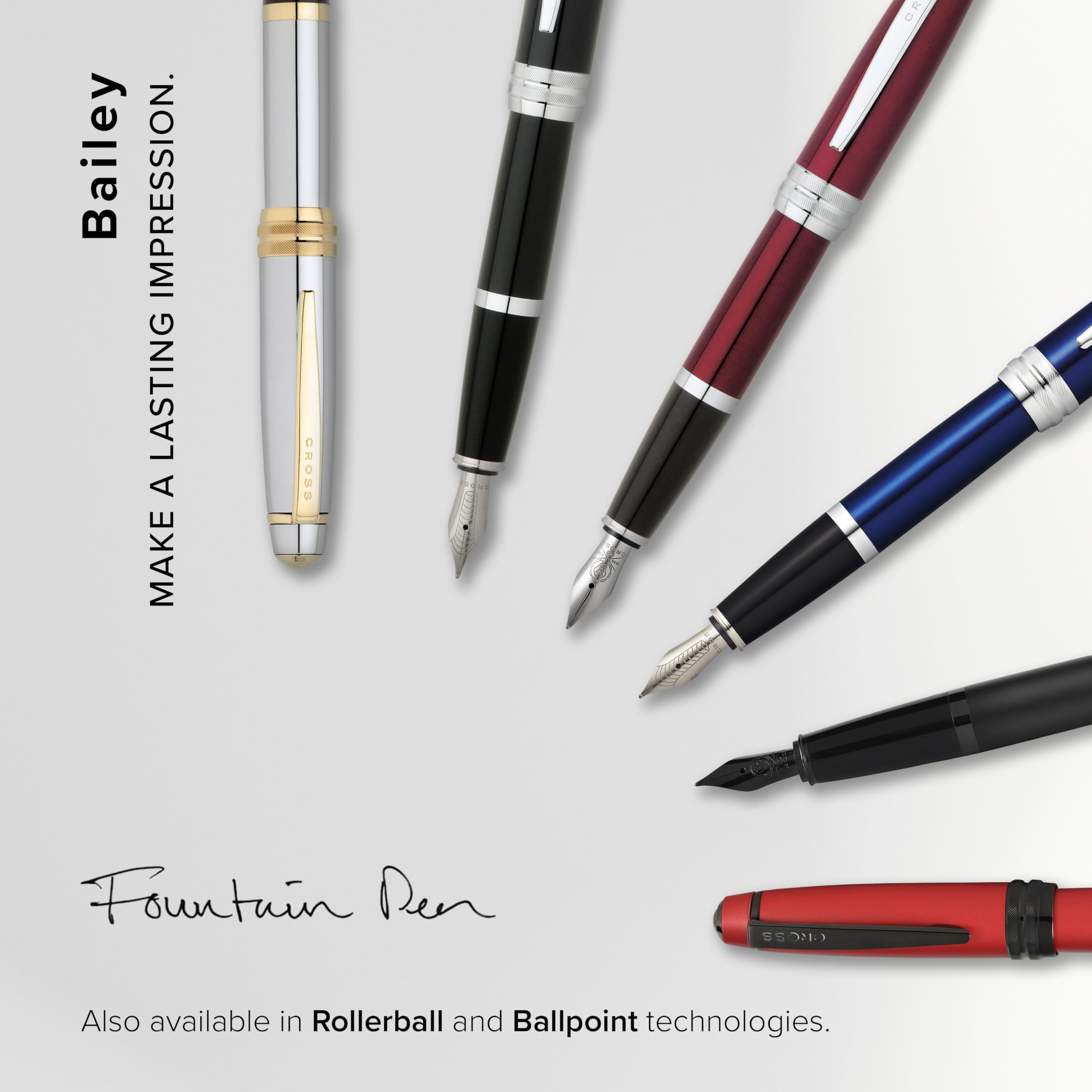 Cross Bailey™ Matte Black Lacquer Fine Nib Fountain Pen