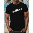 thumbnail image 1 of Melodic Threads, Men's Casual Short Sleeve T-Shirt with Drum Stick Print - Breathable Cotton, Crew Neck, Summer Fashion Top, Casual Sporty Tee, Summer Gifts, 1 of 9