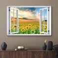 thumbnail image 2 of wall26 Canvas Print Wall Art Window View Sunflower Floral Botanical Sunset Sky Wilderness Nature Photography Realism Scenic Landscape Colorful Multicolor for Living Room, Bedroom, Office - 32x48, 2 of 5
