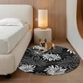 thumbnail image 2 of Black Grey Flowers Round Area Rug 5Ft Washable Circle Rugs for Living Room Bedroom, Modern Abstract Blooms Floral Non-Slip Carpet Floor Mats Indoor Outdoor Carpet Runner Aesthetic Home Decor, 2 of 8