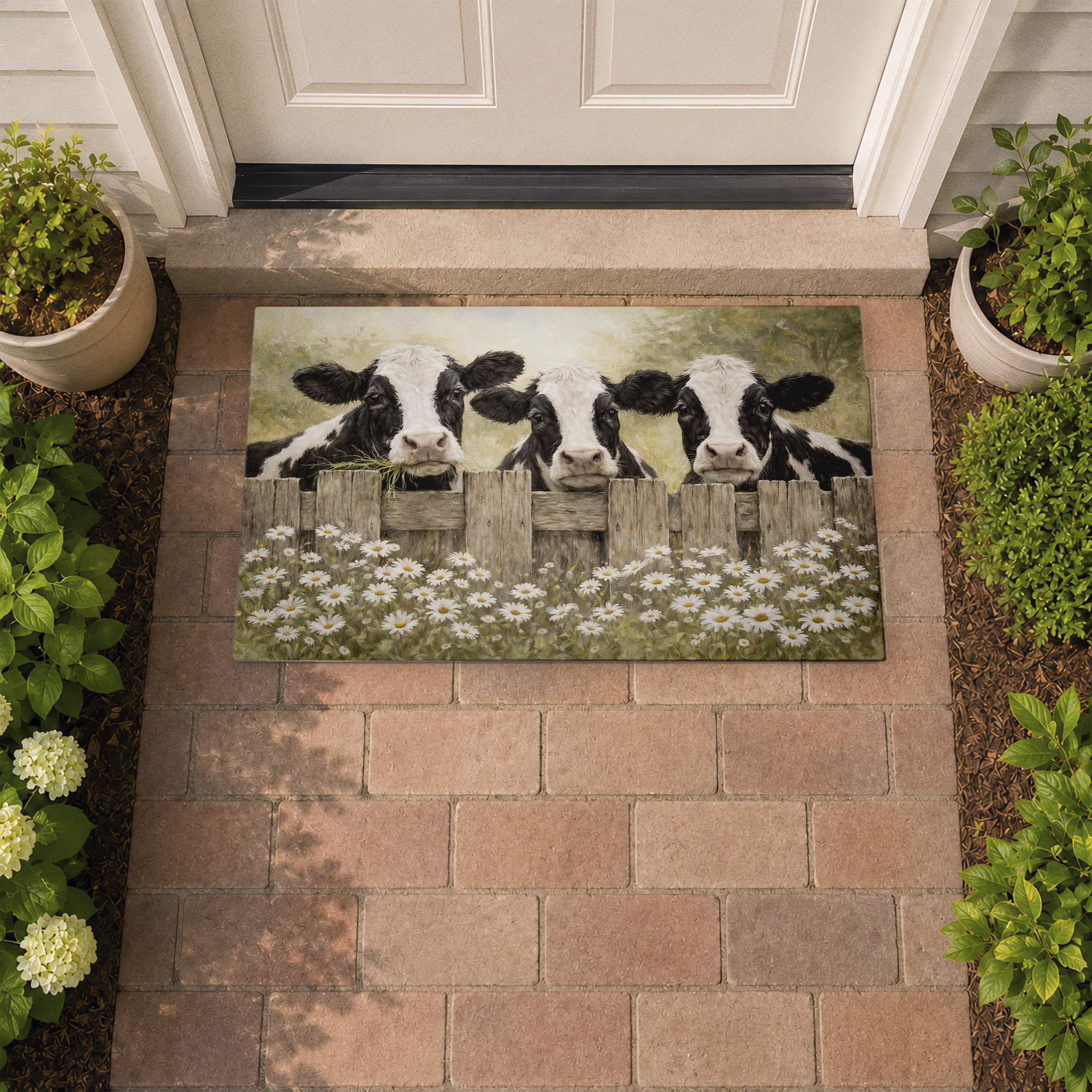 Stupell Industries The Dairy Girls with Florals Printed Outdoor Door Floor Mat, design by Tina LeCour