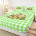 thumbnail image 4 of Erosebridal Kids Easter Rabbits Eggs Queen Sheet Sets 4 Pieces,Boys Girls Green Plaid Bed Set,Microfiber Bedroom Decor, 4 of 5