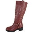 thumbnail image 2 of Berness Women Knee High Boots Buckle Strap Riding Side Zippers Short Block Heel SPENCER Red Wine Burgundy 10, 2 of 6