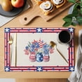 thumbnail image 2 of Independence Day Placemats Set of 1, Blue Floral Leaf Bottles Star Red Strips Non-Slip Place Mats Washable Table Mats for Kitchen Dining Table Decorations Indoor/Outdoor, 2 of 9