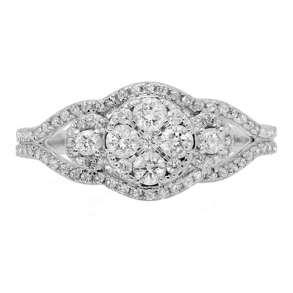 Dazzlingrock Collection 0.80 Carat (ctw) 14K Round Cut Diamond Bridal Split Shank Engagement Ring 3/4 CT, White Gold, Size 9.5