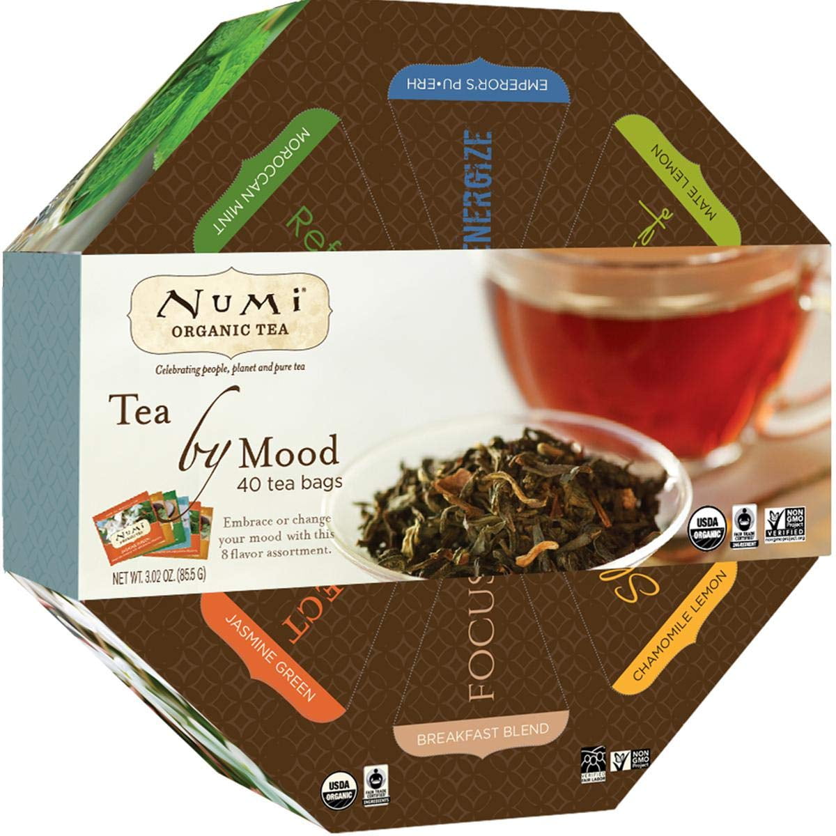 Numi Organic Tea By Mood Gift Set, 40 Count Tea Bag