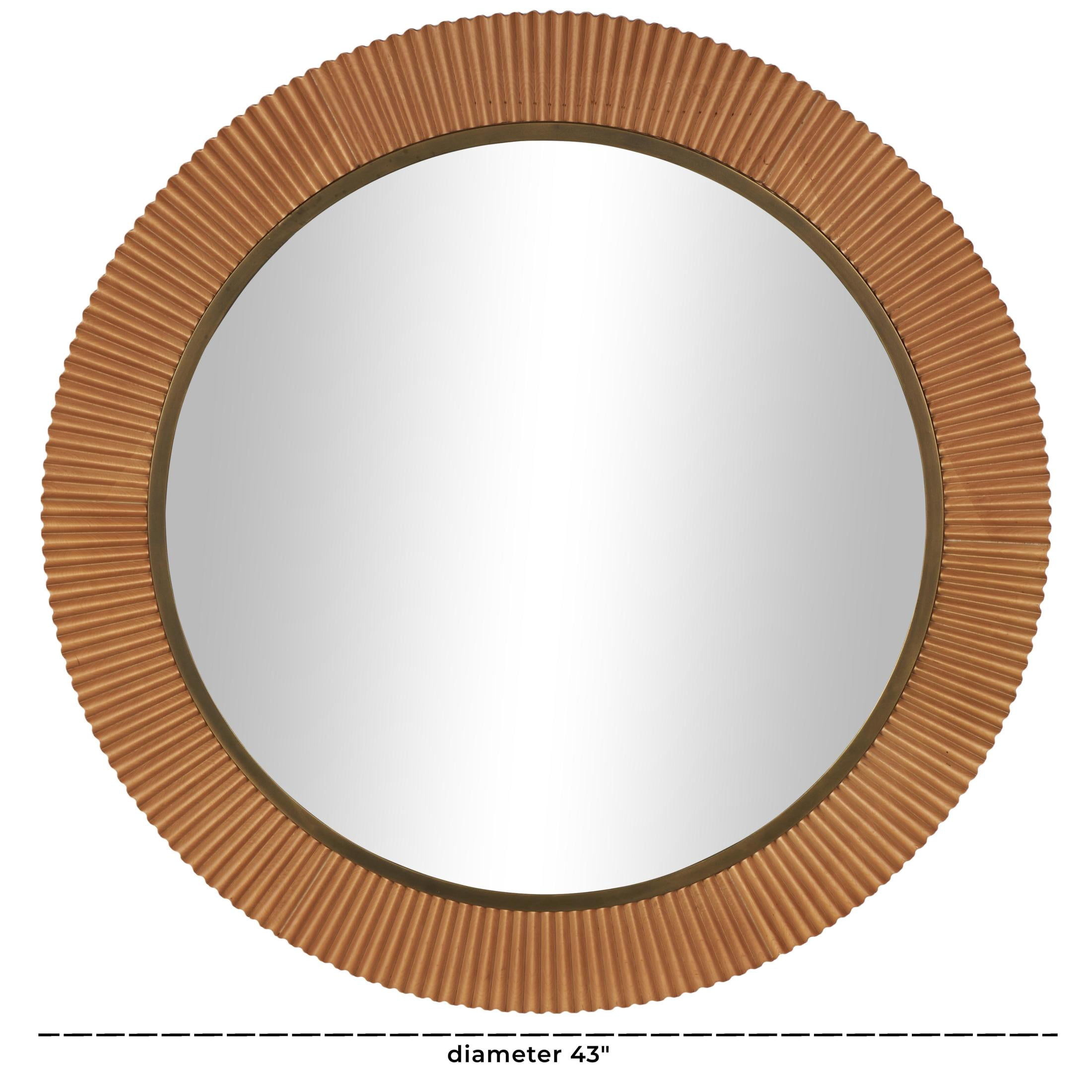DecMode 43" x 43" Brown Fluted Wall Mirror with Scalloped Edge