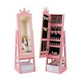thumbnail image 1 of Gymax Kids Jewelry Cabinet w/ Full-Length Mirror Foldable Drawer Anti-toppling System, 1 of 9