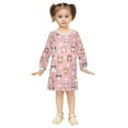 thumbnail image 2 of Girls' long-sleeved dress Cute Dog Paws and Dog Girls' A-line dress with ribbed cuffs Soft and comfortable, 2 of 6