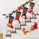 thumbnail image 5 of Medias navideñas, paquete de 4 medias grandes, estilo a cuadros de arpillera con copos de nieve, Papá Noel, muñeco de nieve, reno, peluche de piel sintética, 5 of 5