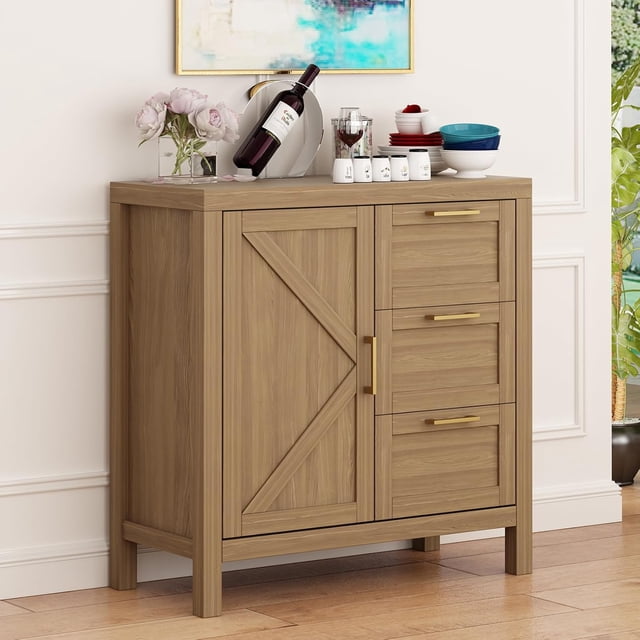 Bingirl Buffet Bahut de Style Ferme : Idéal pour le Rangement de la Cuisine