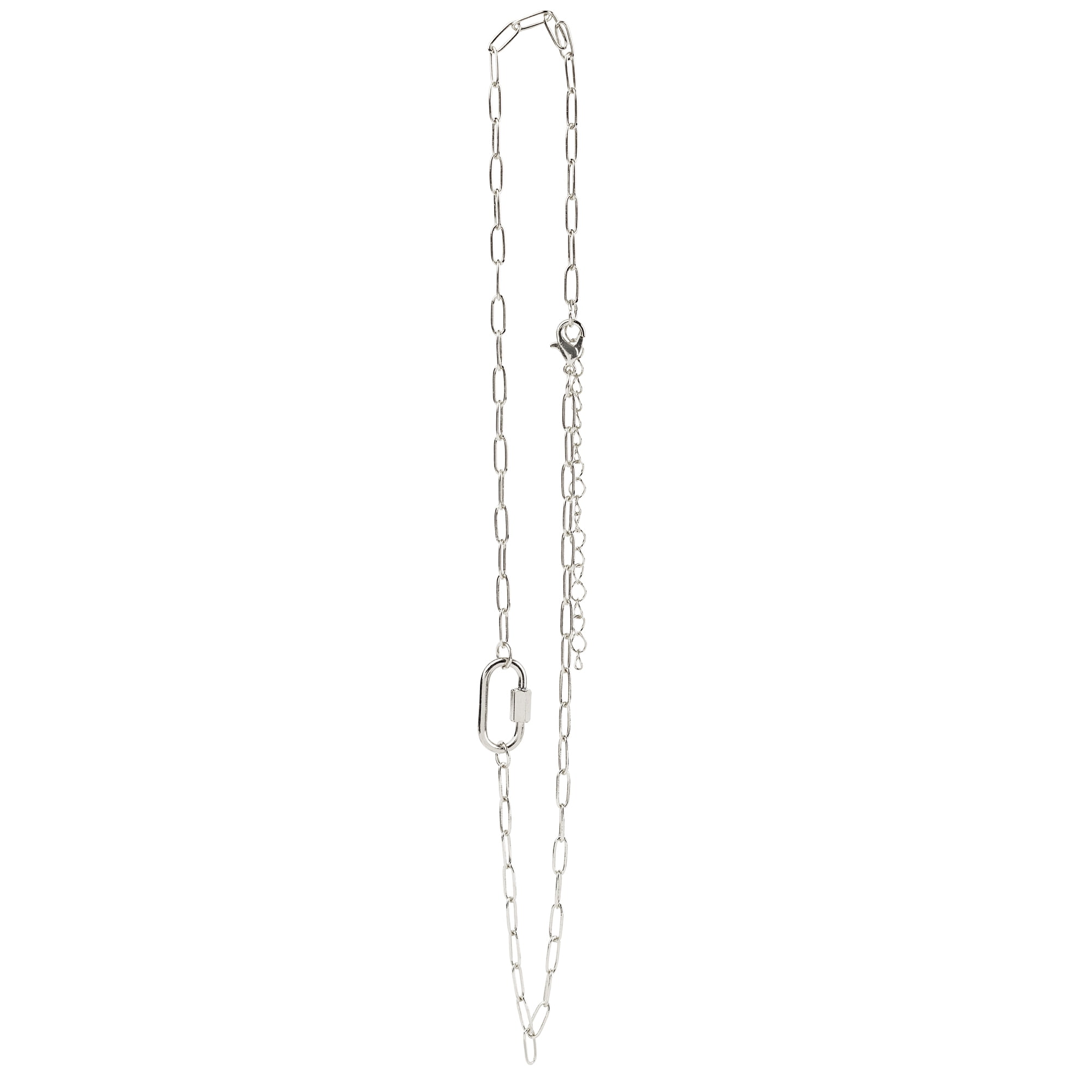Cousin DIY Silver Paperclip Chain with Carabiner Pendant, 18"+3" Extender, Metal, Adult, 69995781