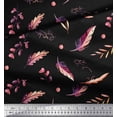 thumbnail image 2 of Soimoi Black Cotton Duck Fabric Leaves & Feather Print Fabric by the Yard 42 Inch Wide, 2 of 3