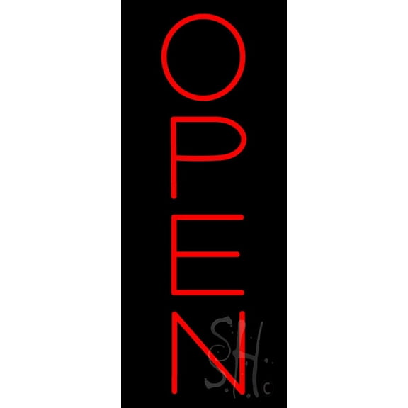 Open Vertical LED Neon Sign 13 x 32 - inches, Clear Edge Cut Acrylic Backing, with Dimmer - Bright and Premium built indoor LED Neon Sign for storefront.
