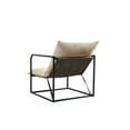 thumbnail image 3 of BedLuxury Accent Chair Metal Framed Armchair with Shredded Foam Cushioning for Living Room, Oatmeal, 3 of 5